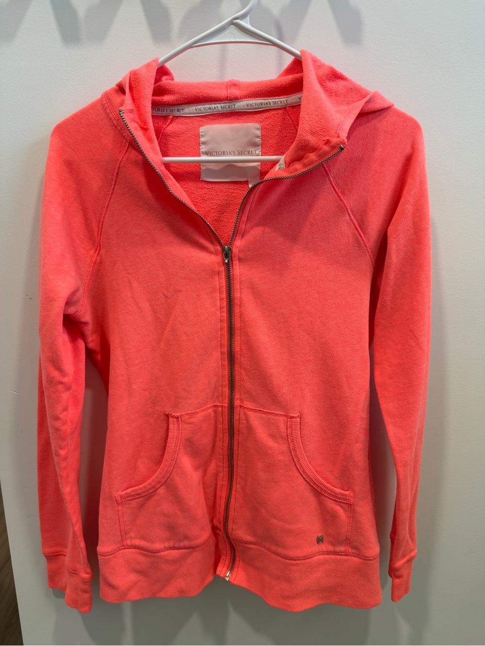 Victoria's Secret Coral Pink Zip Hoodie NYC Paris Medium